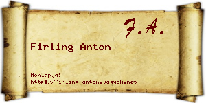 Firling Anton névjegykártya
